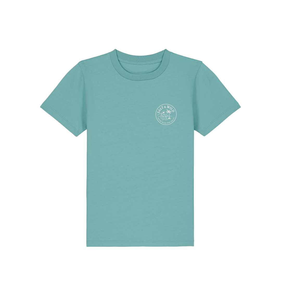 Teal Monstera Printed Kids T-Shirt