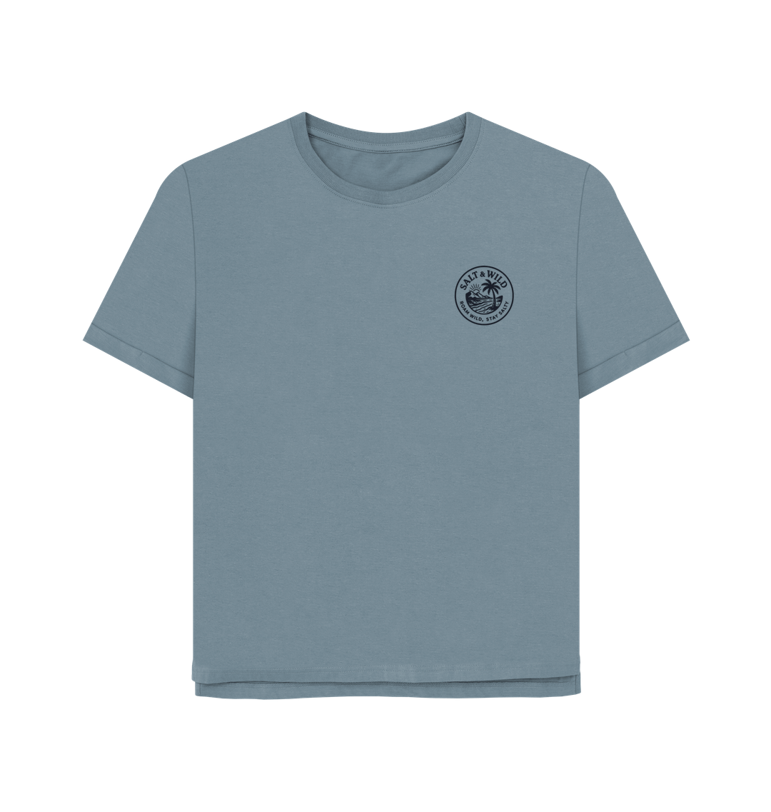Stone Blue Printed T-shirt Front