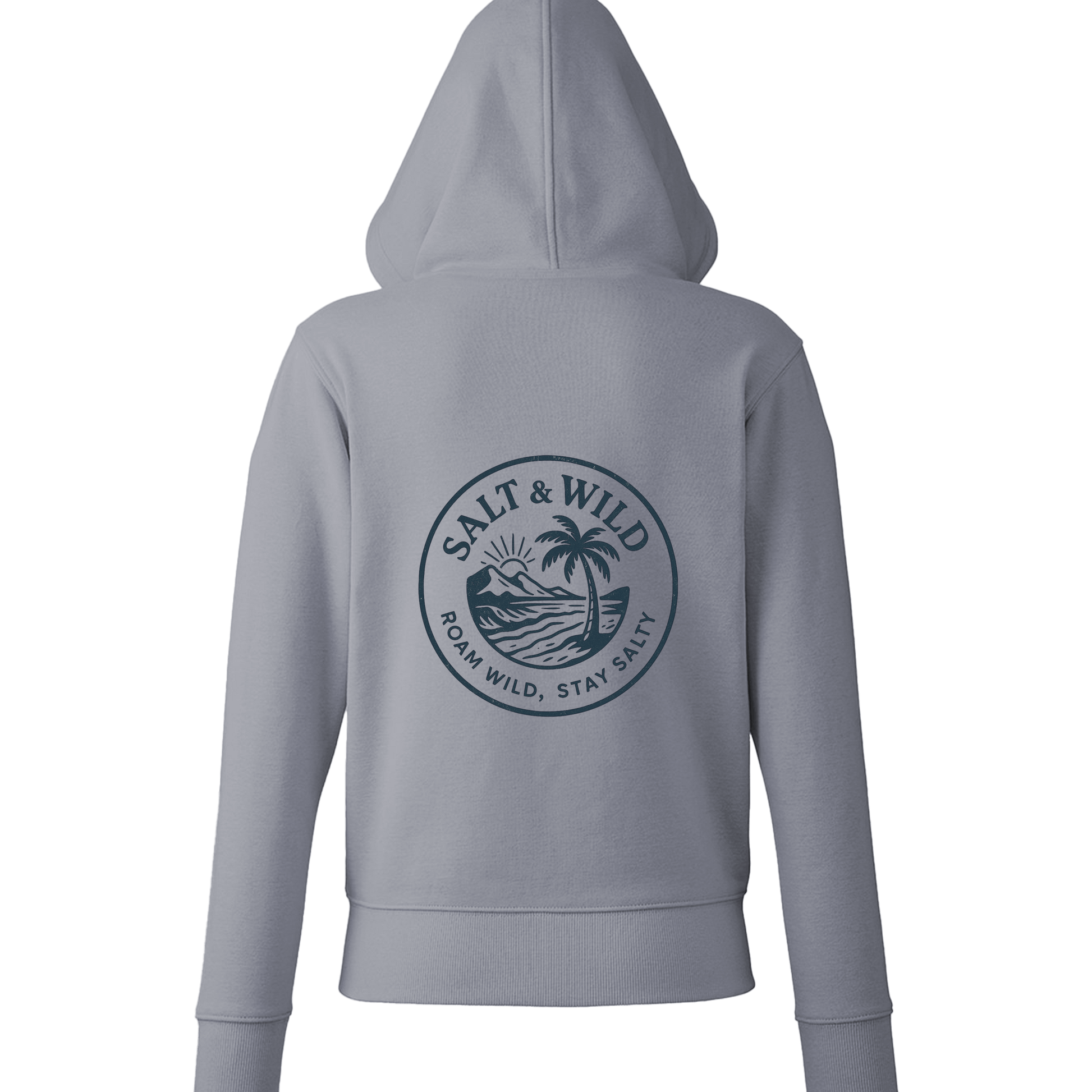 Grey Marl Printed Hoody Back