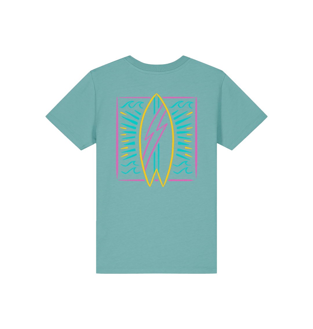 Teal Monstera Printed Kids T-Shirt