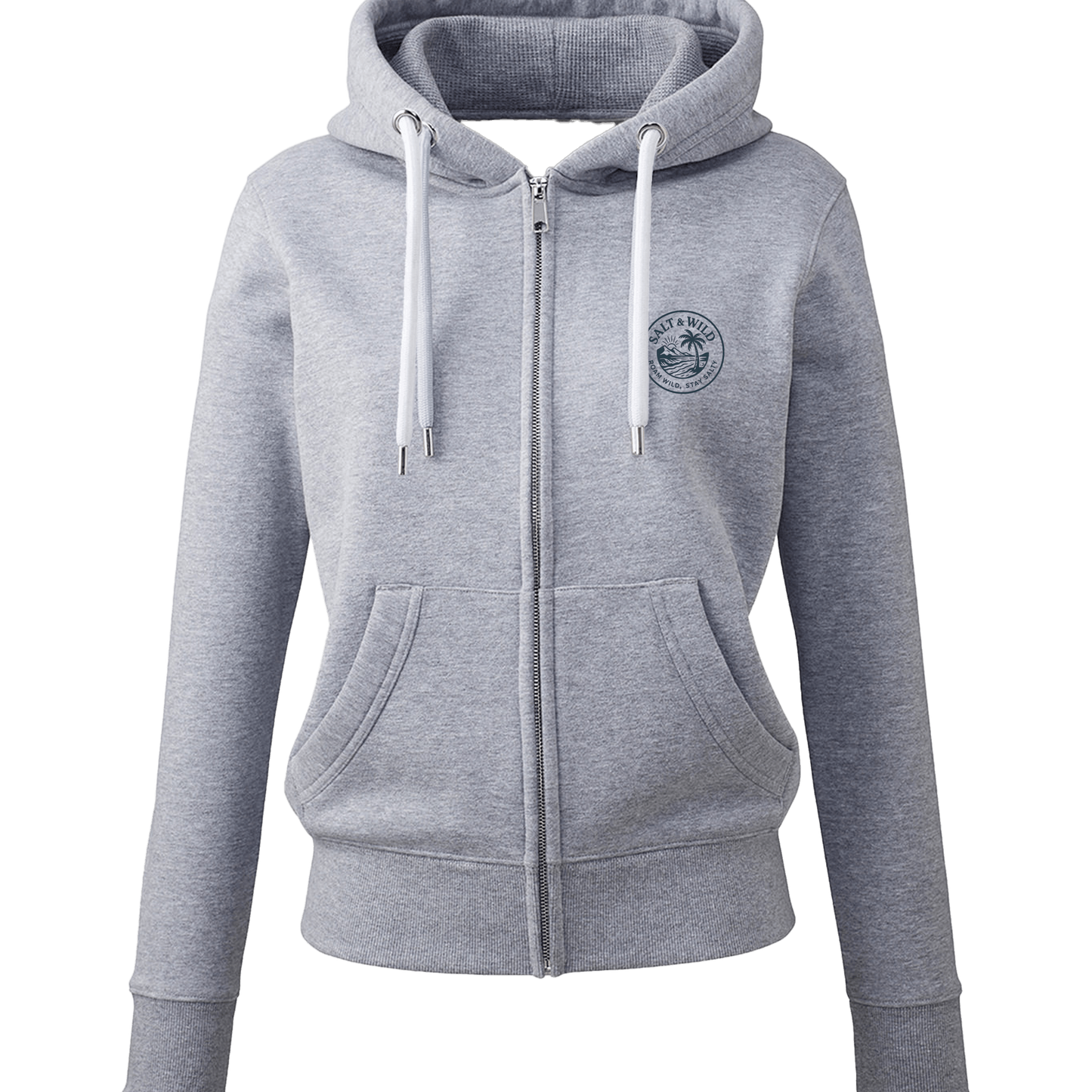Grey Marl Printed Hoody Front