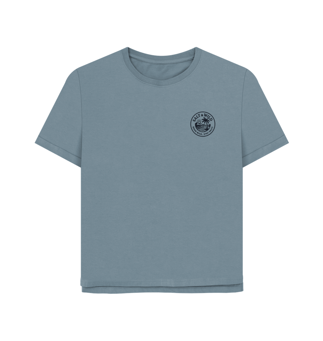Stone Blue Printed T-shirt Front